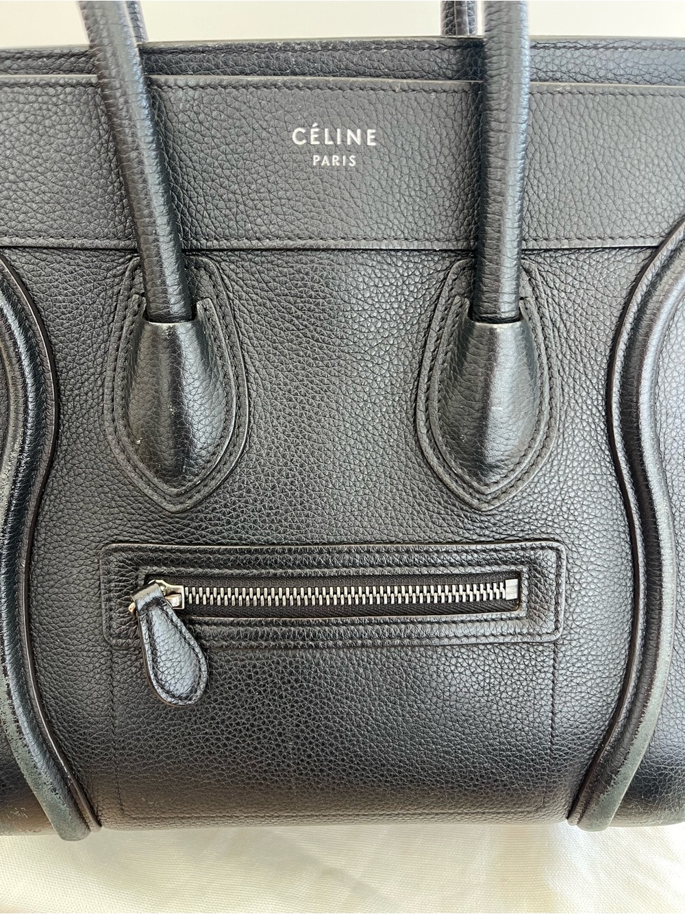 Celine Black Pebbled Leather Micro Luggage Tote - Picture 8 of 16
